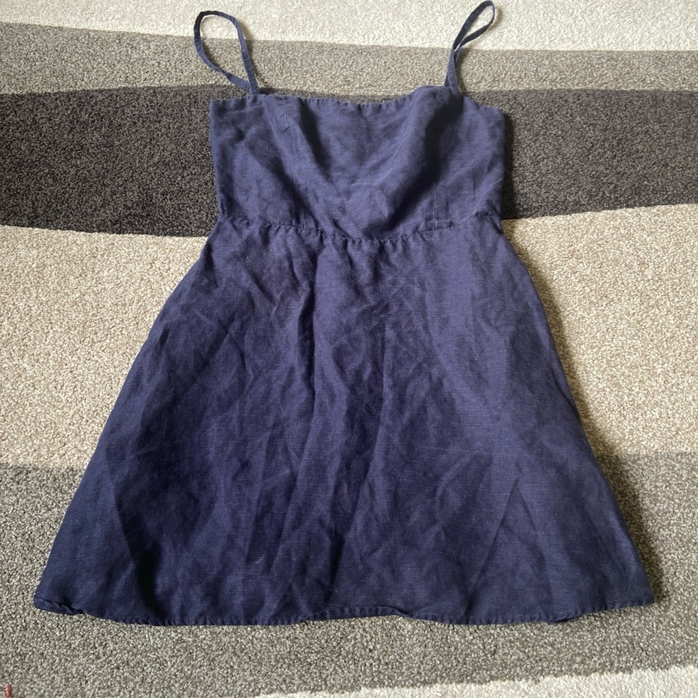 Reformation Blue Linen Blend Mini Tank Dress sz 2 - Picture 3 of 9